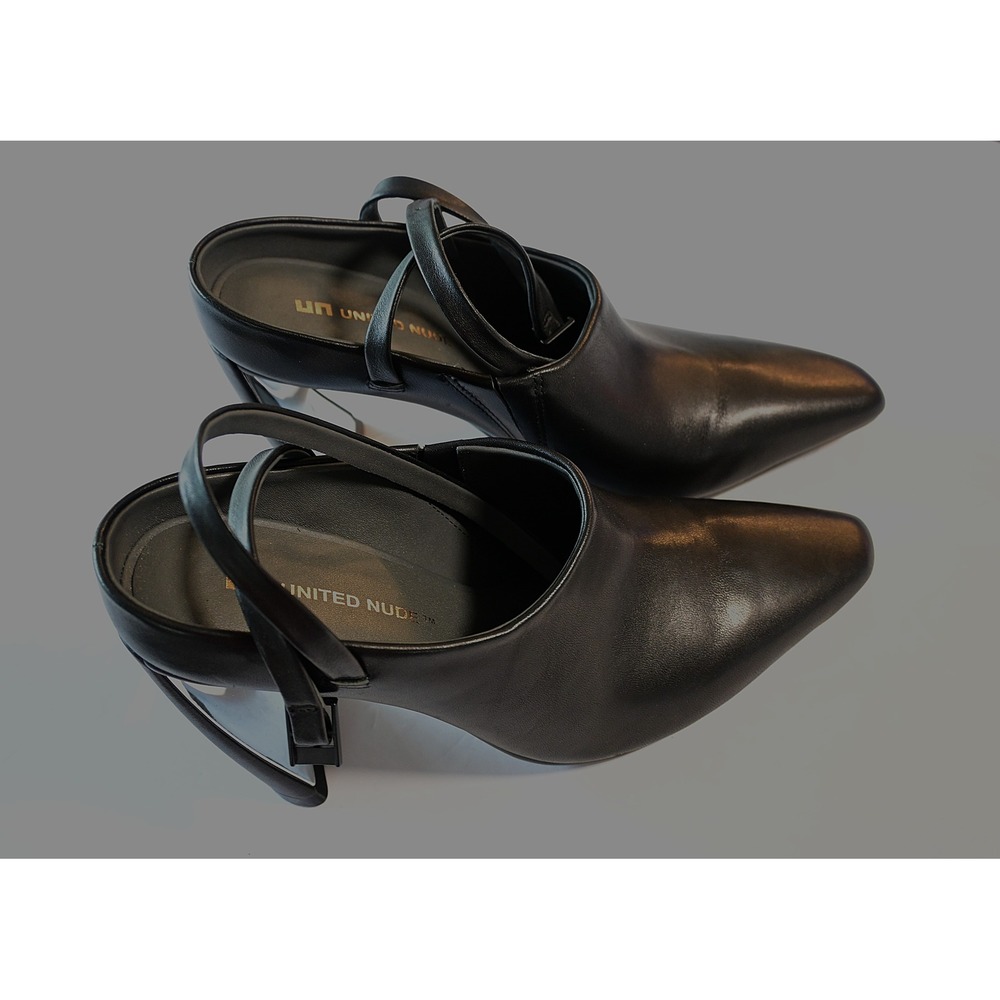 United Nude Black Leather Sculptural Block Heel Pumps Women 38 Like New